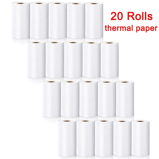 20 Rolls 57X25Mm White Thermal Paper Label Paper Adhesive Photo Paper Pocket Micro Wireless Bluetooth Printer, Print Receipt